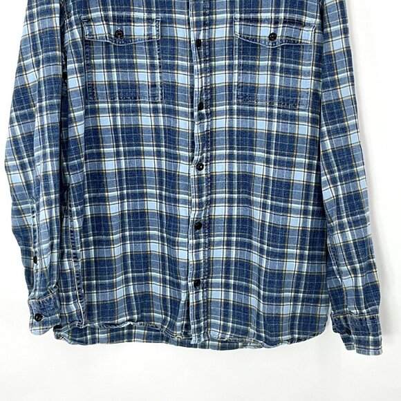 Orvis Shirt Men Large Blue Plaid Button Up 100% Cotton Long Sleeve Active Fit - Picture 5 of 15
